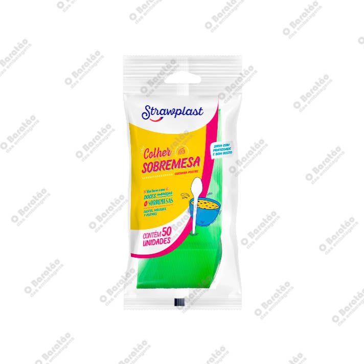 COLHER SOBREMESA VERDE STRAWPLAST