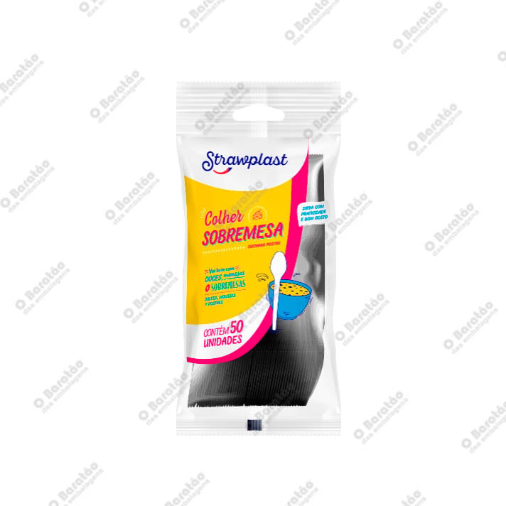 COLHER SOBREMESA PRETA STRAWPLAST