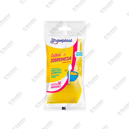 COLHER SOBREMESA AMARELA STRAWPLAST