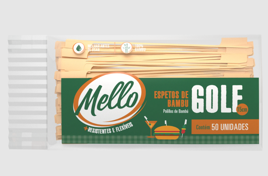 ESPETO BAMBU GOLF MELLO 15 CM C/ 50 UN