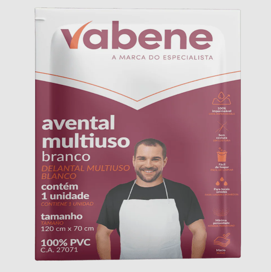 AVENTAL MULTIUSO BRANCO 120X70CM VABENE