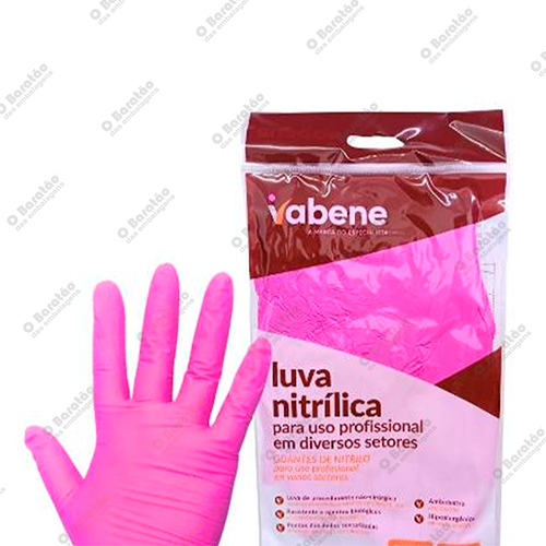 LUVA NITRILICA ROSA M VABENE C/ 12