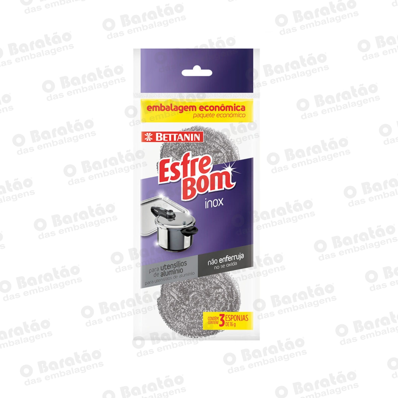 ESPONJA ACO INOX C/3 ESFREBOM