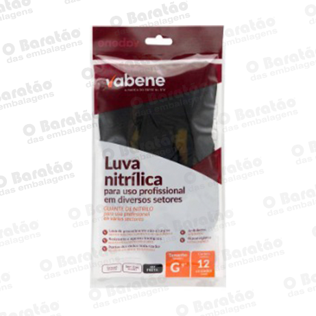 LUVA NITRILICA PRETA G VABENE C/ 12