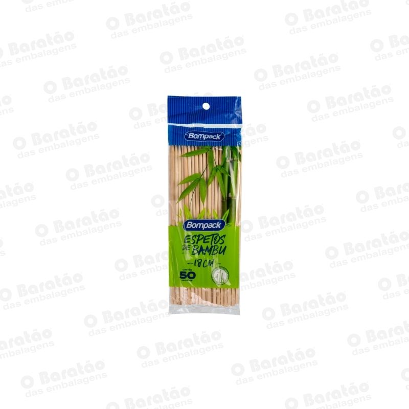 ESPETO BAMBU 18CM C/50 BOMPACK